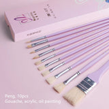7pcs/10pcs Magritte gouache brush set, art special Bristles oil brush, fishtail fan pen acrylic brush, professional art supplies