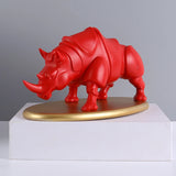 Rhinoceros Sculpture Modern Europe Desktop Art Figurines Crafts Rhino Animal Resin Statue Ornaments Home Office Porch Decor Gift