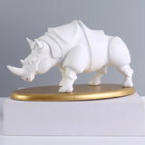 Rhinoceros Sculpture Modern Europe Desktop Art Figurines Crafts Rhino Animal Resin Statue Ornaments Home Office Porch Decor Gift