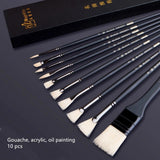 7pcs/10pcs Magritte gouache brush set, art special Bristles oil brush, fishtail fan pen acrylic brush, professional art supplies