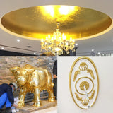 AOOKMIYA 1000pcs 16x16cm Imitation Gold Leaf Gilding Sheets Copper Leaf Sheet Color #2.5 Gold Leaf Sheets Art Craft Paper Nail Deoratioin