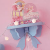 Japanese Kawaii Pink Bow Bedroom Shelves Wall-mounted Cosmetic Wooden Storage Rack Girly Heart Room Decoration Wall Shelf