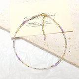 Lii Ji Amethyst Rose Quartz Citrine Labradorite  14K Gold Filled Beaded Anklet 25+4cm Crystal Handmade Jewelry For Women Gift
