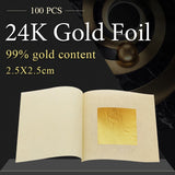 AOOKMIYA 100pcs Genuine Gold Leaf Sheets 2.5cm Mini Gold Foil Sheets For Arts Crafts Paper Cake Decoration Buddha Statue Gilding Paper