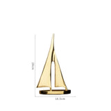 Smooth Sailing Sailboat Metal Crafts Ornaments Copper Golden Hollow Ship Abstract Geometric Sailboat Sculpture Home Furnishings