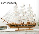 Hot Selling Wooden Sailboat Model Ornament Solid Wood Living Room Decoration Ship European Style Gift