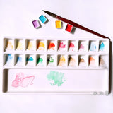 Watercolor ceramic palette 20 grids gouache pigment white porcelain plate painting ink plate Chinese painting plate art supplies