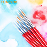 5pcs Korea Hwahong Watercolor Pen Gouache Brush Red Rod Different Shape Round Nylon Hair Painting Brush Round Head Art Supplies