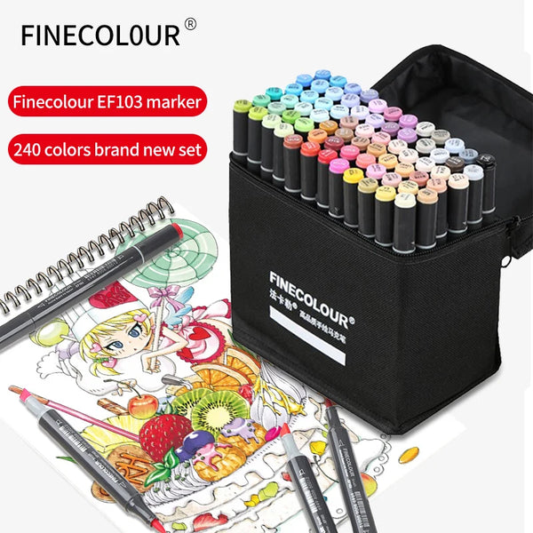 AOOKMIYA Finecolour EF103 240 Colors Art Marker Set Soft Dual Heads Oily Alcohol Based Sketch Markers Pen For Artist Design Professional
