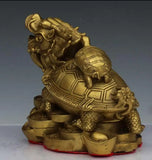 Dragon turtle ornament brass Kaiguang mother and son dragon head turtle living room office ornament handicraft