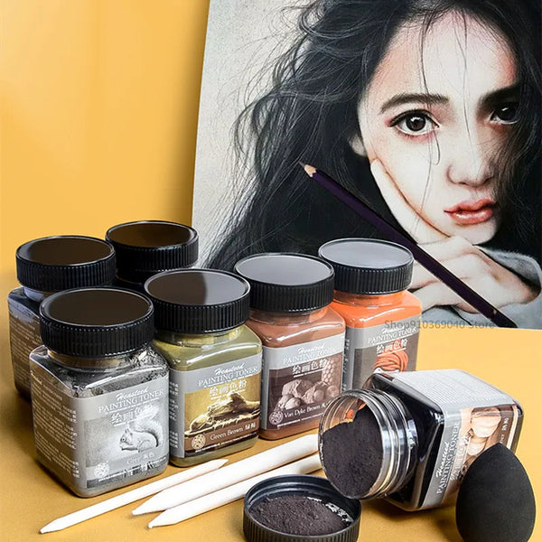 AOOKMIYA Painting Toner Water-soluble Graphite Carbon Powder 7 Colors Optional Fine Art Special Toner Sketch Artist Painting Art Supplies