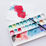 AOOKMIYA Ceramic Watercolor Palette Large Rectangular Multi-Grid White Porcelain Easy To Clean Painting Tools for Beginner Artists