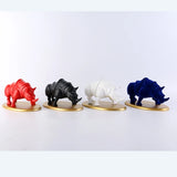 Rhinoceros Sculpture Modern Europe Desktop Art Figurines Crafts Rhino Animal Resin Statue Ornaments Home Office Porch Decor Gift