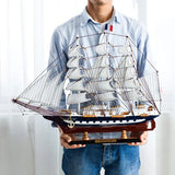 Hot Selling Wooden Sailboat Model Ornament Solid Wood Living Room Decoration Ship European Style Gift