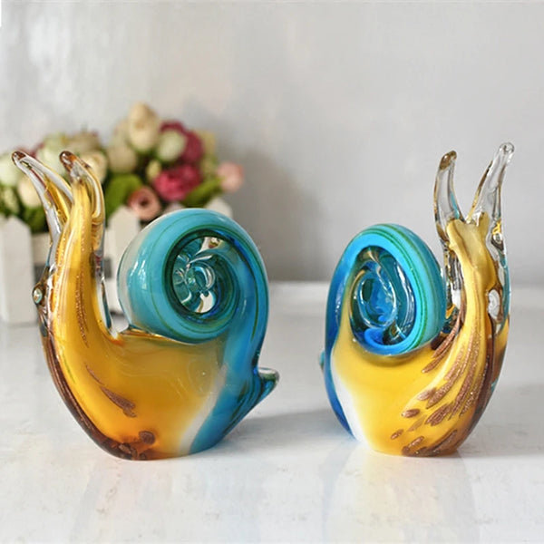 AOOKMIYA Europe Colored glaze snail Crafts Living Room Desktop glass Ornaments Figurines Wedding Decor Home decoration accessories