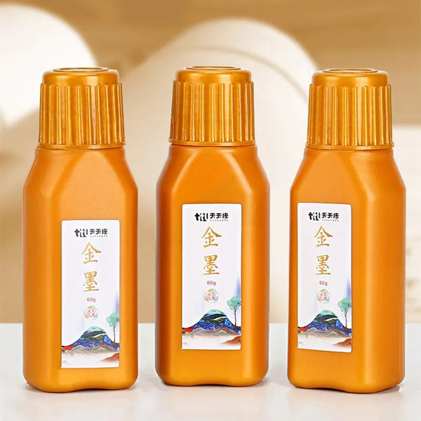 AOOKMIYA Pearlescent Golden Calligraphy Ink Professional Fine Arts Painting Crafts Painting Golden Highlight Metallic Pigment Gold Paint