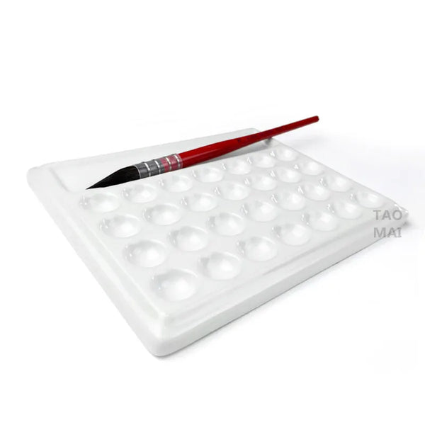 AOOKMIYA Ceramic Watercolor Palette Rectangular 28-hole/18-hole Palette Paint Plate Watercolor Gouache Paint Plate Painting Art Supplies