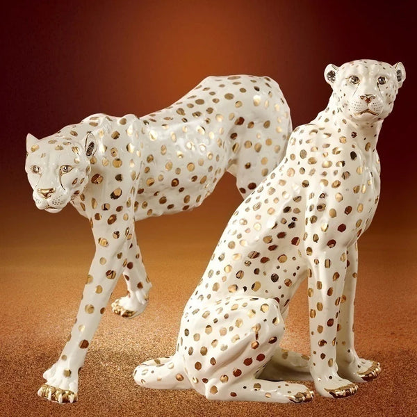AOOKMIYA ART+ Creative Gifts Home Decor Leopard Statue Art Ornament European Statue Living Room Large Floor Decoration Sculpture Creative Office Decor Mascot