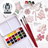 AOOKMIYA Schmincke College-level Watercolor 24 Colors 1ML Paint Sub-pack Portable Watercolor Metal Box Painter Painting Art Supplies