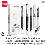 Deli 0.5mm Quick Dry Black Ink Straight Liquid Rollerball Pen Signature Pen Stationery Student School Office Supplies Gel Pen