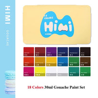 HIMI Gouache Paints Set 18/24colors 30ml Jelly Cup Non-Toxic Gouache Artist Watercolor Paint with Palette For Painting Art