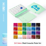 HIMI Gouache Paints Set 18/24colors 30ml Jelly Cup Non-Toxic Gouache Artist Watercolor Paint with Palette For Painting Art