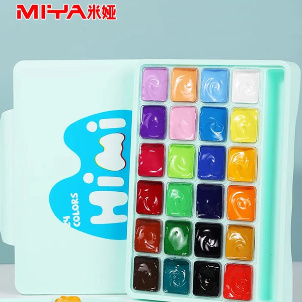 MIYA HIMI Gouache Paints Set 18/24colors 30ml Jelly Cup Non-Toxic Gouache  Artist Watercolor Paint with Palette For Painting Art