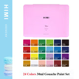 HIMI Pastel Gouache Paint 18/24 Colors Set 30ml Capacity Watercolor Miya Painting Artists Kit Perfect for Professional Beginners