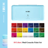HIMI Pastel Gouache Paint 18/24 Colors Set 30ml Capacity Watercolor Miya Painting Artists Kit Perfect for Professional Beginners