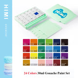 HIMI Pastel Gouache Paint 18/24 Colors Set 30ml Capacity Watercolor Miya Painting Artists Kit Perfect for Professional Beginners