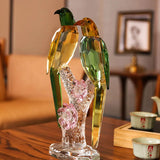 AOOKMIYA Crystal Handmade Bird Animal Figurine Glass Parrot Bird Sculpture Vivid Kingfisher Statue Craft Home Table Decor