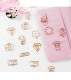 Clipe decorativo de papel de metal para escritório, clipe de papelão em formato de mini clipe de metal rosé e ouro para escritório com 15 espaços