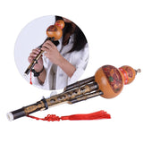 Chinese Handmade Hulusi Black Bamboo Gourd Cucurbit Flute Ethnic Musical Instrument Key of C with Case for Beginner Music Lovers