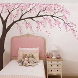 AOOKMIYA Baby Girls Room Wall Decal Cherry Blossom Tree Art Decor Vinyl Stickers, Leaves Tree Wall Decals For Nursery Wall Decoration