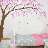 AOOKMIYA Baby Girls Room Wall Decal Cherry Blossom Tree Art Decor Vinyl Stickers, Leaves Tree Wall Decals For Nursery Wall Decoration