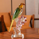 AOOKMIYA Crystal Handmade Bird Animal Figurine Glass Parrot Bird Sculpture Vivid Kingfisher Statue Craft Home Table Decor