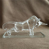 AOOKMIYA Quartz Crystal Glass Bull Miniature Mineral Figurine Ox Mascot Ornament Craft Accessories for Home Decor Business Gift Birthday