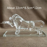 AOOKMIYA Quartz Crystal Glass Bull Miniature Mineral Figurine Ox Mascot Ornament Craft Accessories for Home Decor Business Gift Birthday