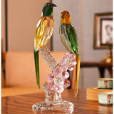 AOOKMIYA Crystal Handmade Bird Animal Figurine Glass Parrot Bird Sculpture Vivid Kingfisher Statue Craft Home Table Decor