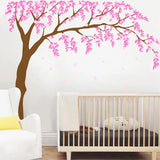 AOOKMIYA Baby Girls Room Wall Decal Cherry Blossom Tree Art Decor Vinyl Stickers, Leaves Tree Wall Decals For Nursery Wall Decoration