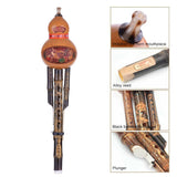 Chinese Handmade Hulusi Black Bamboo Gourd Cucurbit Flute Ethnic Musical Instrument Key of C with Case for Beginner Music Lovers
