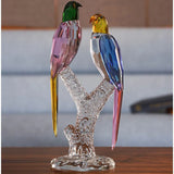 AOOKMIYA Crystal Handmade Bird Animal Figurine Glass Parrot Bird Sculpture Vivid Kingfisher Statue Craft Home Table Decor