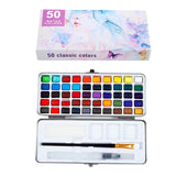 AOOKMIYA Professional 50/72/90 Color Solid Watercolor Set Basic Neon Glitter Watercolor Paint for Drawing Art Paint Supplies Art Supplies AOOKMIYA.COM
