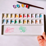 Watercolor ceramic palette 20 grids gouache pigment white porcelain plate painting ink plate Chinese painting plate art supplies