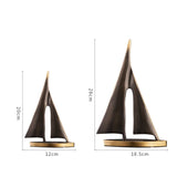 Smooth Sailing Sailboat Metal Crafts Ornaments Copper Golden Hollow Ship Abstract Geometric Sailboat Sculpture Home Furnishings