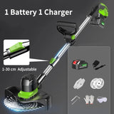 Handheld Cordless Grass Trimmer, cortador de grama elétrico, ângulo de comprimento ajustável, poda telescópica, máquina cortador de escova