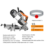 Handheld Woodworking Band Saw, ferramenta de corte, aço inoxidável, alumínio, metal, PVC, madeira