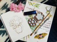 AOOKMIYA Handmade Style Walnut Oil Color Box 8/16 Color Magnetic Box Personalized Cat Paw Portable Painting Watercolor Palette