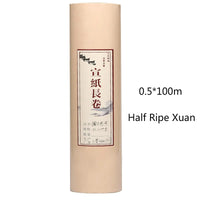 Handmade Thicken Half Ripe Rice Paper Chinese Sandalwood Bark Papier Long Roll Calligraphy Painting Raw Xuan Paper Papel Arroz