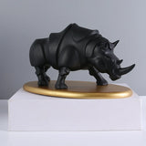 Rhinoceros Sculpture Modern Europe Desktop Art Figurines Crafts Rhino Animal Resin Statue Ornaments Home Office Porch Decor Gift